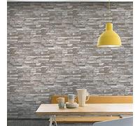 Grandeco Stone Pattern Wallpaper Faux Effect Realistic Embossed Brick (Choc A17204)