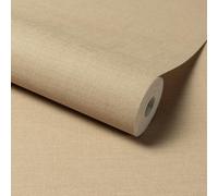 Grandeco Structured Linen Effect Fabric PlainTextured Wallpaper, Golden Beige