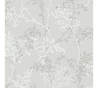 Grandeco Taranto Delicate Sprig Blown Vinyl Wallpaper, Grey