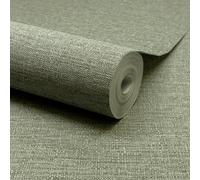 Grandeco Telma Slubbed Fabric Hessian Textured Luxury Wallpaper Sage Green