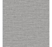 Grandeco Telma Slubbed Fabric Hessian Textured Luxury Wallpaper Grey, Grey