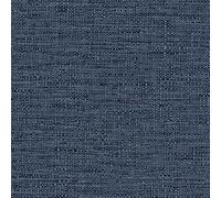 Grandeco Telma Slubbed Fabric Hessian Textured Luxury Wallpaper Navy Blue, Blue