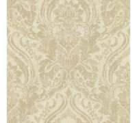 Grandeco Textured Distressed Metallic Damask Wallpaper, Cream, Cream