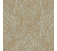 Grandeco Textured Distressed Metallic Damask Wallpaper, Sage