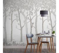 Grandeco Trees 3 Panel Repeatable Textured Mural, 1.59 X 2.8M, White