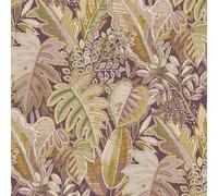 Grandeco Tribal Leaf Retro Jungle Foliage Textured Wallpaper, Pink Purple