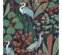 Grandeco Tropical Crane Navy Textured Wallpaper