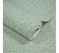 Grandeco Twill Plain Fabric Textured Green Wallpaper