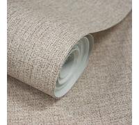 Grandeco Twill Plain Fabric Textured Wallpaper 10m x 53cm Light Grey Taupe