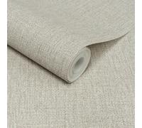 Grandeco Twill Plain Fabric Textured Wallpaper 10m x 53cm Neutral, Cream