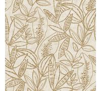Grandeco Valadera Stitched Sketched Leaves Blown Vinyl Wallpaper, Neutral Yellow