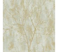 Grandeco Venetian Tree Textured Distressed Concrete Stone Wallpaper, Green, Green