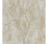 Grandeco Venetian Tree Textured Distressed Concrete Stone Wallpaper, Taupe