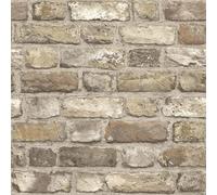 Grandeco Vintage Brick Neutral Wallpaper A28904 - Paste The Wall Faux Stone Wall