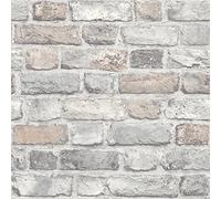Grandeco Vintage Brick Wall Textured Wallpaper, Pastel