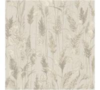 Grandeco Vinyl Neutral Meadow Grasses Textured Wallpaper Botanical Leaf Neutral Decor