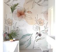 Grandeco Whimsical Sketch Abstract Elegant Floral 3 Panel Repeatable Mural 1.59 X 2.8M Pastel