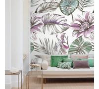 Grandeco Wild Lilies 3 Lane Repeatable Wallpaper Mural,1.59 X 2.8M, Green Purple