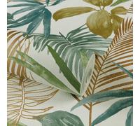 Grandeco Wild Palm Metallic Textured Wallpaper in Teal Grandeco Teal