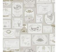 Grandeco Wine Labels Vintage French Beige Cream Paste The Wall Wallpaper
