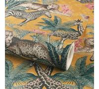 Grandeco Yellow Animal Smooth Wallpaper