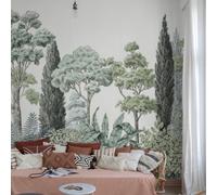 Grandeco Zarautz Botanical Trees 7 Lane Textured Repeatable Mural, 3.71 X 2.8M, Green