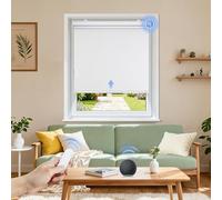 Grandekor Motorized Roller Shade with Remote Control,Motorized Blinds 100% Blackout Electric Shades, Cordless Window Blinds Shades for Bedroom Living Room Office,White,W33 xH72