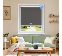 Grandekor Motorized Roller Shade with Remote Control,Motorized Blinds100% Blackout Electric Shades, Cordless Window Blinds Shades for Bedroom Living Room Office,Dark Grey,W32 xH72