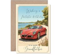 Grandfather Birthday Card, Red Sports Car