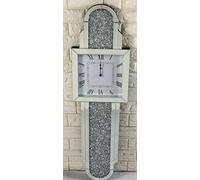 Grandfather Clock Extra Large Wall Clock Sparkly Diamond Crush Crystal Silver Mirrored