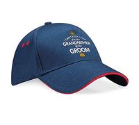 Grandfather of The Groom Gift Hat Baseball Cap for Wedding Day Keepsake for Men Stag Do Party to be Gift Idea Accessories Favours Present (UK, Alpha, One Size, Navy/Red Trim)