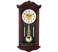 Grandfather Wall Clock, Classic Pendulum, Silent Chime, Quartz Movement, Wooden Construction, 26in Tall, Elegant Home Decor