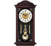 Grandfather Wall Clock, Classic Pendulum, Silent Chime, Quartz Movement, Wooden Construction, 26in Tall, Elegant Home Decor