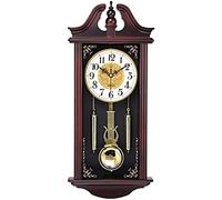 Grandfather Wall Clock, Classic Pendulum, Silent Chime, Quartz Movement, Wooden Construction, 26in Tall, Elegant Home Decor