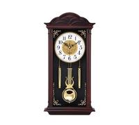 Grandfather Wood Wall Clock With Chime Pendulum - Traditional Silent 26in Classic Chiming Wall Clock With Swinging Pendulum