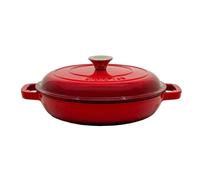 Grandfeu Red Cast Iron Deep Frying Pan With Lid 2.25L For Induction Gas Bbq Easy Clean Heavy Duty Cookware