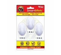 Grandi OX SmartHooks Round Wall Hooks, 3 Pack, Strong Hold 1kg, No Damage, White, 3 x 5 cm