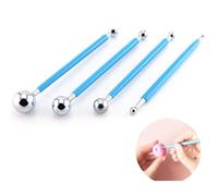Grandink Modelling Ball Tools Set of 4 pcs, Stainless Steel Double-end Dotting Tools Fondant Sugar Craft Decorating Flower Clay Modelling Tools for Shaping and Sculpting (Blue)