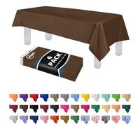 Grandipity Brown Plastic Table Cloth Disposable (6 Pk) 54in x 108in Plastic Tablecloths for Rectangle Tables