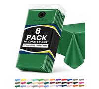 Grandipity Green Plastic Table Cloth Disposable (6 Pk) 54in x 108in Rectangle Tablecloths - Premium Party Table Cloths for 6ft to 8ft Tables