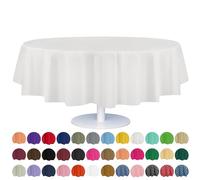 Grandipity White 84" Round 12 pack Premium Disposable Plastic Tablecloth 84 Inch Round Table Cover