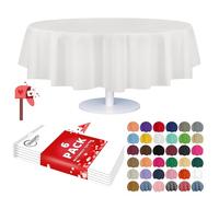 Grandipity White Plastic Round Tablecloth (6 Pk) 84in - Perfect for Parties & Messy Activities