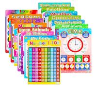 Grandisk Educational Posters for Toddlers, 15 Pack Learning Posters | Laminated Alphabet, Numbers, Shapes & Colours Learning Wall Charts for Preschool, Classroom & Homeschool