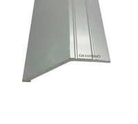 Grandismo® 3ft - Deep Angle Edge Flooring Stick-Down Strip - Supports 15mm Height Difference - Tile/Laminate/Wood Aluminium to Vinyl or Carpet - Threshold Metal Door Trim/Edging - Silver Colour