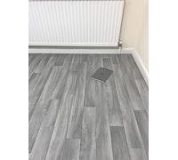 Grandismo Grey Oak - Vinyl Lino Roll Flooring For Bathroom/Kitchen - Plank Wood Effect Cushion - Anti Slip (Grey Oak, 4m x 2m)