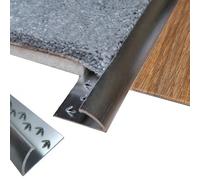 Grandismo® Prestige Single Edge Threshold Strip Standard 3ft / 0.9metres / 90cm / 90mm Length Screw-Down Threshold Trim for Joining Carpet to Vinyl - Brushed Grey