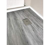 Grandismo Rigid Core Click Vinyl Flooring 1m2 - LVT - Grey - 4mm Thick - V-Groove - Embossed - 30 Year Wear Warranty* Water Resistance - Ideal for Bathroom Kitchen Lounge Dining Area