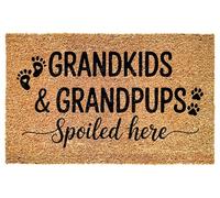Grandkids and Grandpups Spoiled Here Doormat - Cute Family Quote Entrance Rug - Indoor Outdoor Front Door Floor Mat for Porch Patio Entryway Decoration - Durable Non Slip Rug for Home Accent