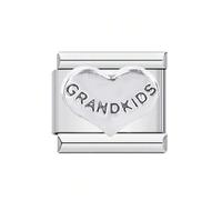Grandkids I Love You Heart Silver Italian 9mm Link Stainless Steel Bracelet Charm Compatible With Nomination