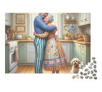 Grandma 1000 Piece Kitchen Hug Cardboard Jigsaw Puzzle for Adults 14+ Senior Centre Activity Classroom Puzzle Social Icebreaker Stress Relief 38x26cm/1000pcs
